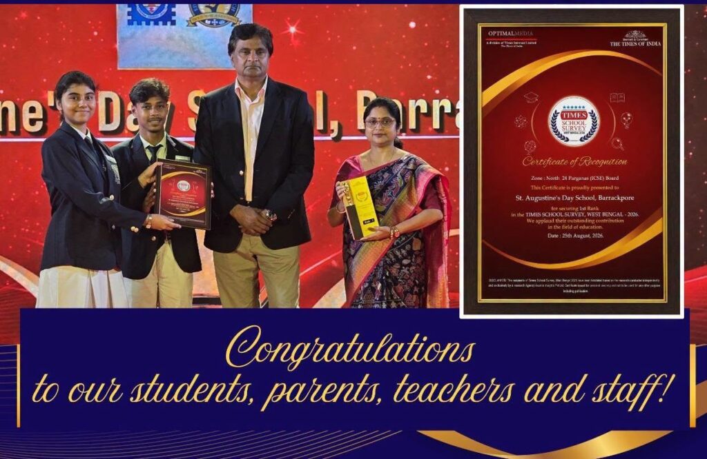 St. Augustine’s Day School, Barrackpore Secures Rank 1 in North 24 Parganas at Times School Survey 2026